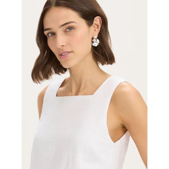 NWT Renwick RNWK Square Neck Linen Shift Dress, $115 XS A13 - Picture 2 of 8